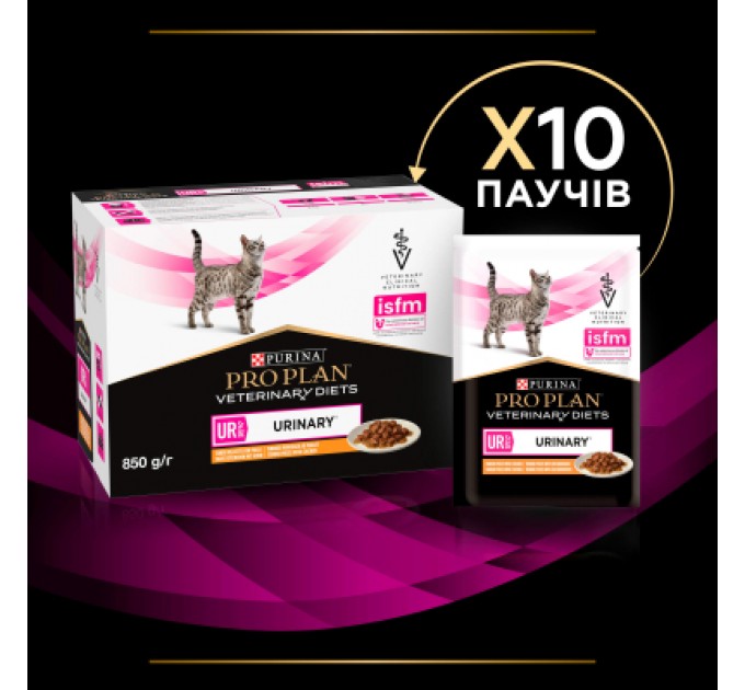Purina Pro Plan Veterinary Diets Вологий корм для кішок Purina Pro Plan Veterinary Diets UR ST/OX Urinary З куркою 10 x 85 г (8445290093592)