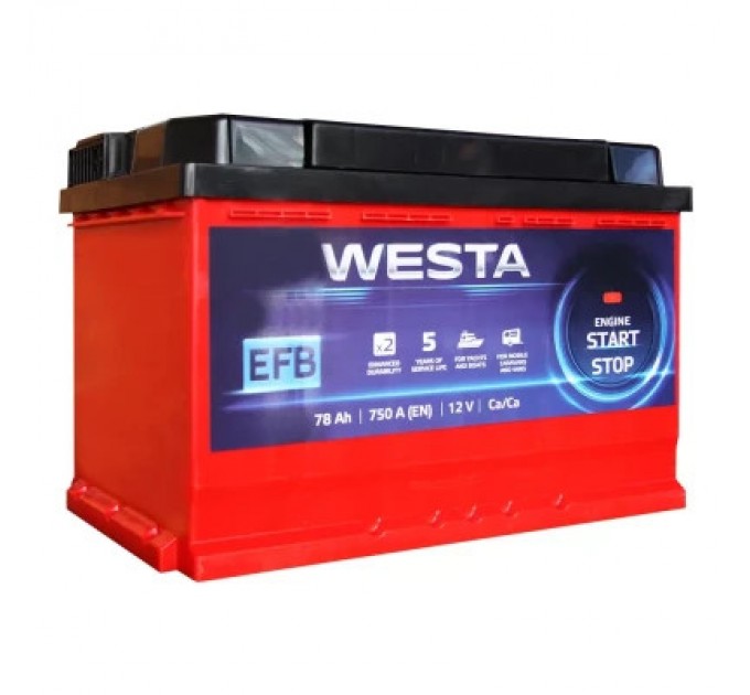Westa Акумулятор автомобільний Westa 6CT-78 А RED EFB