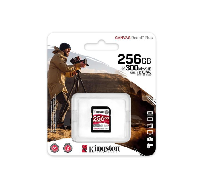 Kingston Карта пам'яті Kingston 256GB SDXC class 10 UHS-II U3 Canvas React Plus (SDR2/256GB)