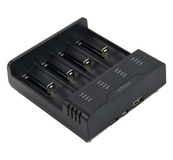 EnerGenie Зарядний пристрій для акумуляторів EnerGenie input:TYPE-C/Micro-USB, AAA/AA/...14650/18650, power bank function (BC-USB-02)