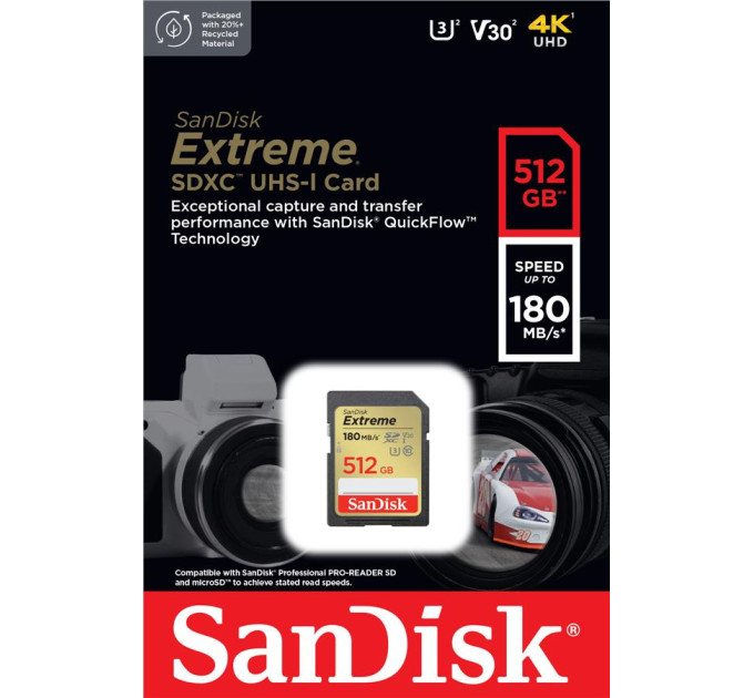 SanDisk Карта пам'яті SanDisk 512GB SD class 10 UHS-I U3 V30 Extreme (SDSDXVV-512G-GNCIN)