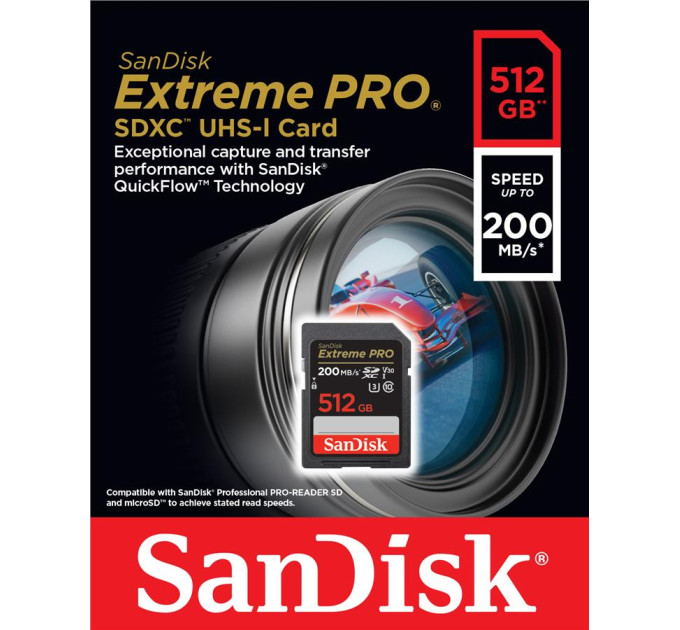 SanDisk Карта пам'яті SanDisk 512GB SD class 10 UHS-I U3 V30 Extreme PRO (SDSDXXD-512G-GN4IN)