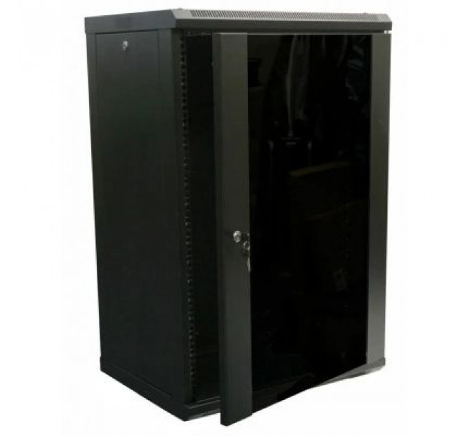 Шафа настінна Hypernet 18U 19" 600x450 (WMNC-18U-FLAT-AC-BLACK)