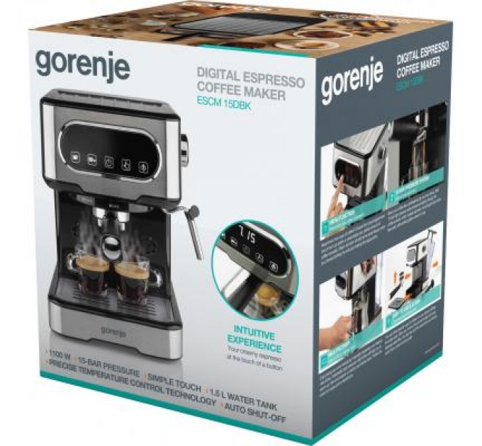 Gorenje Ріжкова кавоварка еспресо Gorenje ESCM15DBK