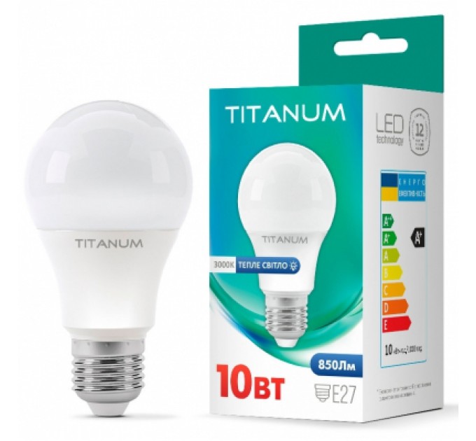 TITANUM Лампочка TITANUM A60 10W E27 3000K (TLA6010273)