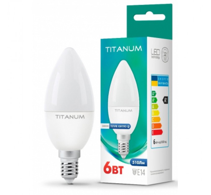 Лампочка TITANUM C37 6W E14 3000K (TLС3706143)
