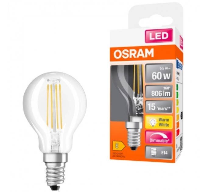 Osram Лампочка Osram LED CL P60 DIM 6,5W/827 230V FIL E14 10x1 (4058075447875)