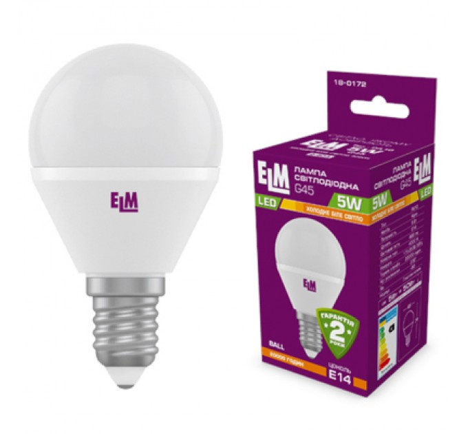 ELM Лампочка ELM D45 5W PA10 E14 3000K (18-0172)