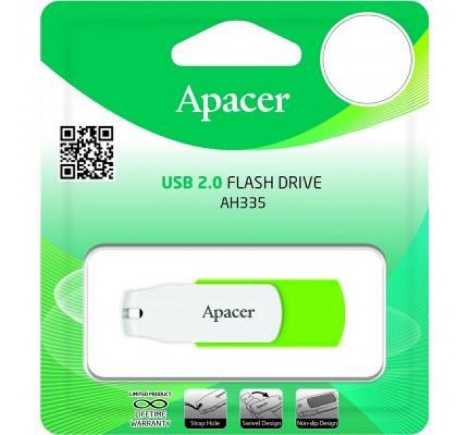 Apacer USB флеш накопичувач Apacer 32GB AH335 Green USB 2.0 (AP32GAH335G-1)