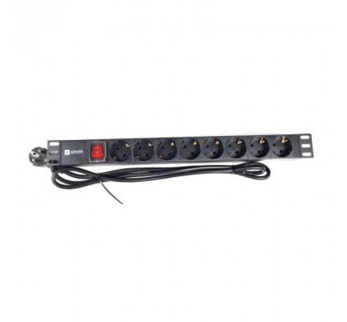 Силовий блок Eserver 19" 8 розеток, выкл., алюм. корпус PDU 220В, 16А (WT-2261A-GER-8WAY)