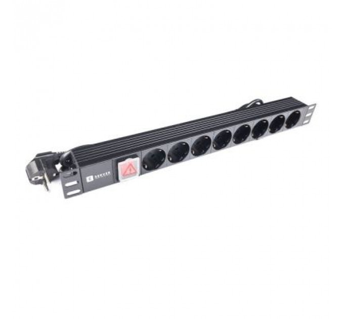 Силовий блок Eserver 19" 8 розеток, выкл., алюм. корпус PDU 220В, 16А (WT-2261A-GER-8WAY)