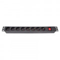 Силовий блок Eserver 19" 8 розеток, выкл., алюм. корпус PDU 220В, 16А (WT-2261A-GER-8WAY)