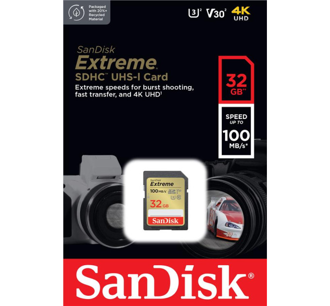 SanDisk Карта пам'яті SanDisk 32GB SD class 10 UHS-I Extreme (SDSDXVT-032G-GNCIN)