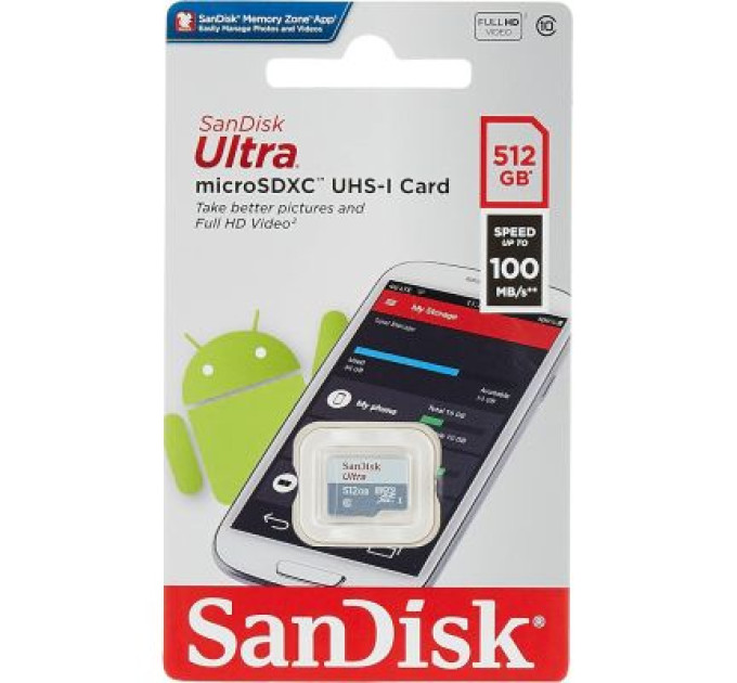 SanDisk Карта пам'яті SanDisk 512GB microSDXC class 10 UHS-I Ultra (SDSQUNR-512G-GN3MN)