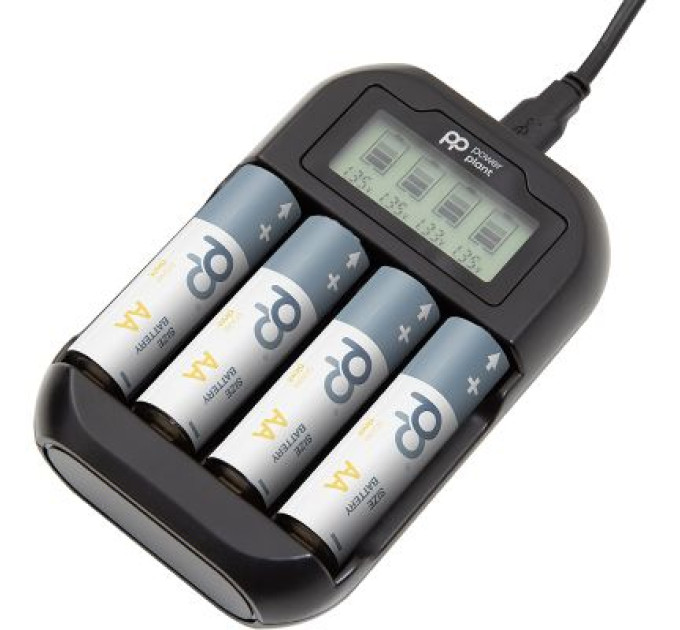 PowerPlant Зарядний пристрій для акумуляторів PowerPlant PP-UN4 (AA, AAA / input microUSB DC 5V/2A) (PP-UN4)