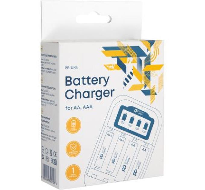 PowerPlant Зарядний пристрій для акумуляторів PowerPlant PP-UN4 (AA, AAA / input microUSB DC 5V/2A) (PP-UN4)