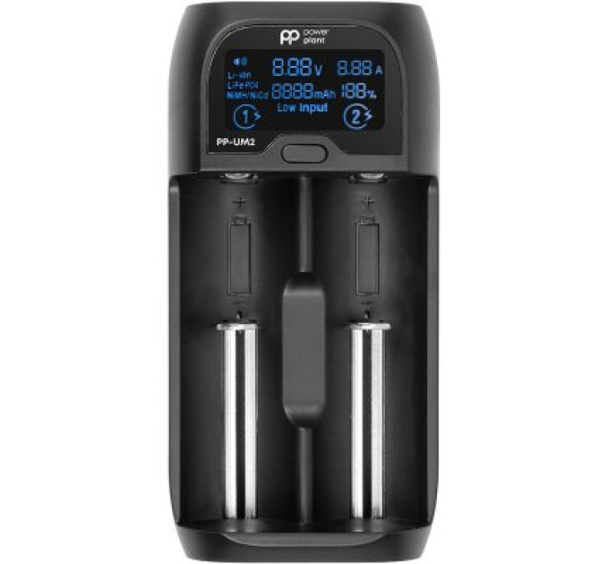 PowerPlant Зарядний пристрій для акумуляторів PowerPlant PP-UM2 (Ni-Mh, Ni-Cd, Li-ion, LiFePO4 / input DC 5V/2A) (AA620180)
