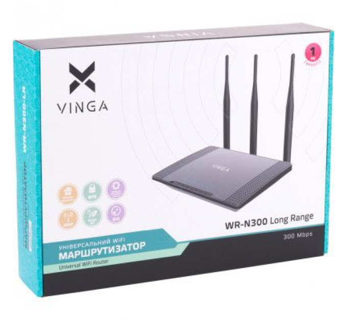 Маршрутизатор Vinga WR-N300 Long Range (WR-N300-LR)