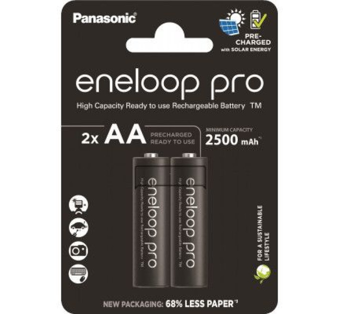 Panasonic Акумулятор Panasonic AA Eneloop 2500mAh Pro NI-MH * 2 (BK-3HCDE/2CP)