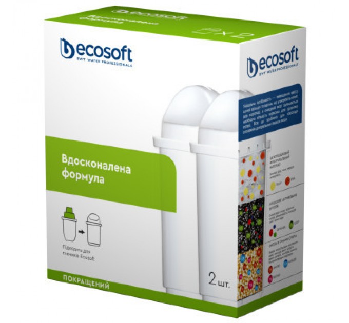 Картридж для фільтра глечика Ecosoft К-т Картриджів для глечиків покращений (2 шт) (4820056800692)