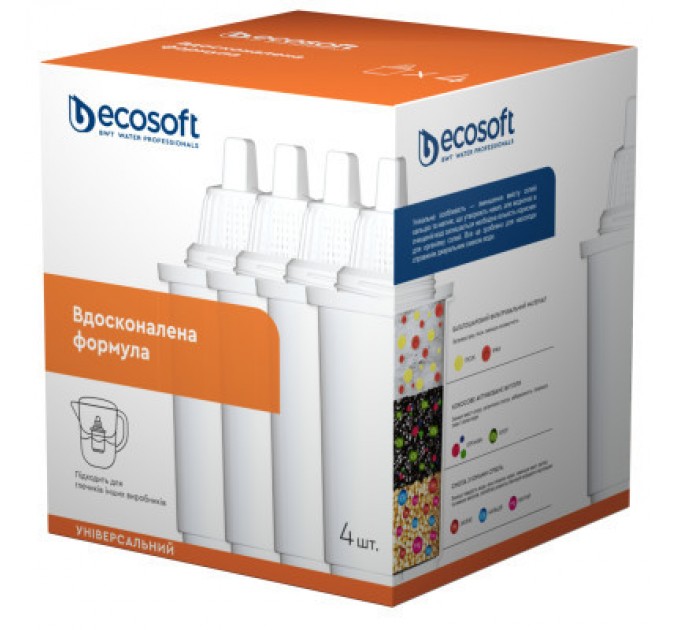 Ecosoft Картридж для фільтра глечика Ecosoft К-т Картриджів для глечиків універсальний (3+1 ш (CRVKAB4ECO)