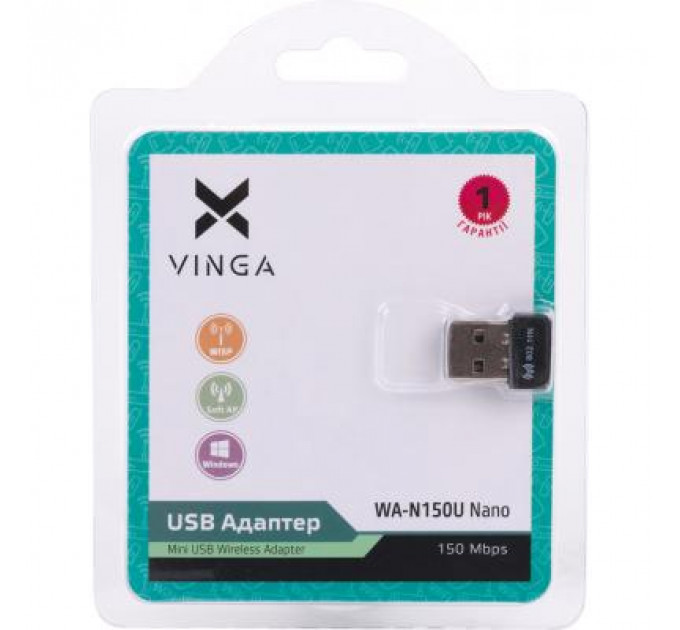 Мережева карта Wi-Fi Vinga WA-N150U Nano (WA-N150UNano)