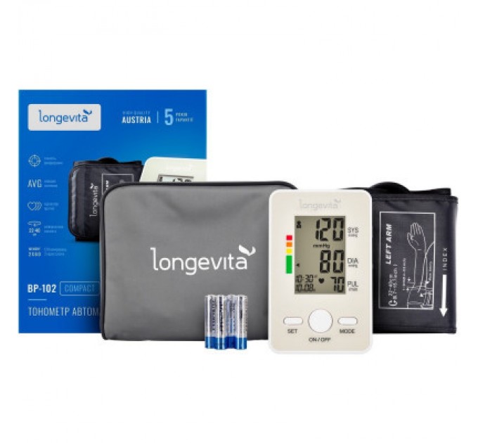 Тонометр Longevita Авт.вимір.артер.тиску LONGEVITA BP-102 Авт. вимір. артер. тиску (BP-102)