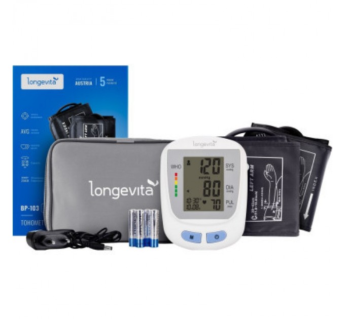 Longevita Тонометр Longevita Авт.вимір.артер.тиску LONGEVITA BP-103 Авт. вимір. артер. тиску (BP-103)
