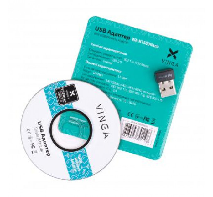 Мережева карта Wi-Fi Vinga WA-N150U Nano (WA-N150UNano)