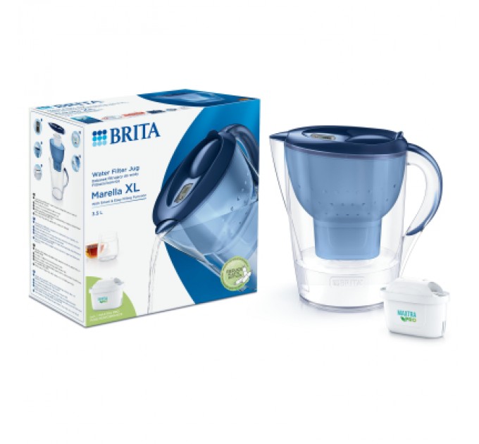 Фільтр-глечик Brita Marella XL Memo MXPro 3.5л (2л води) з фільтр-картриджем, синій (1052780)