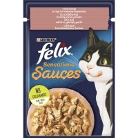 Вологий корм для кішок Purina Felix Sensations Sauces з лососем у соусі зі смаком креветок 85 г (7613039836026)
