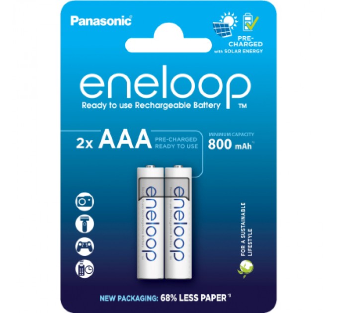 Акумулятор Panasonic AAA Eneloop 800mAh NI-MH * 2 (BK-4MCDE/2CP)