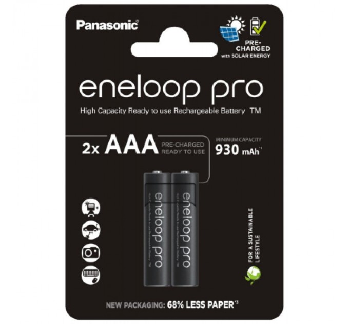 Акумулятор Panasonic AAA Eneloop 930mAh Pro NI-MH * 2 (BK-4HCDE/2CP)
