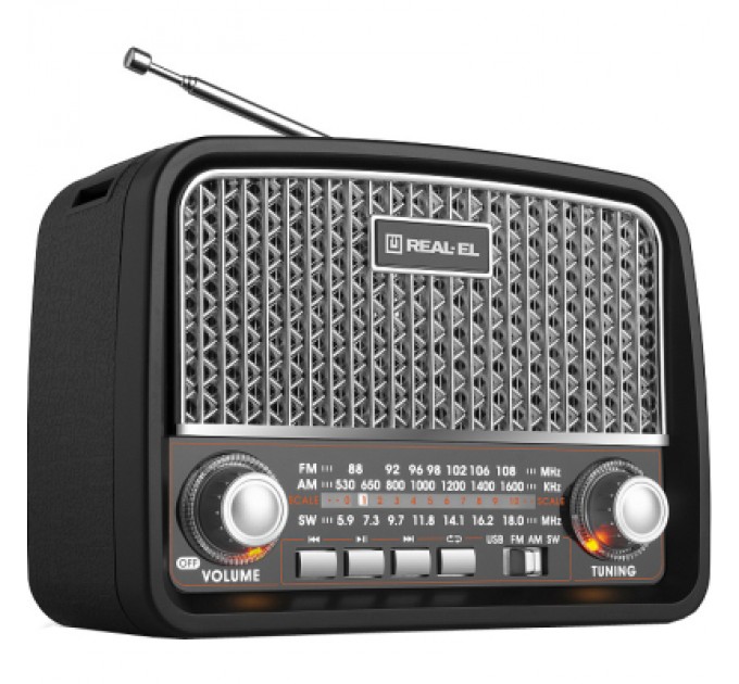 REAL-EL Портативний радіоприймач REAL-EL X-520 Black