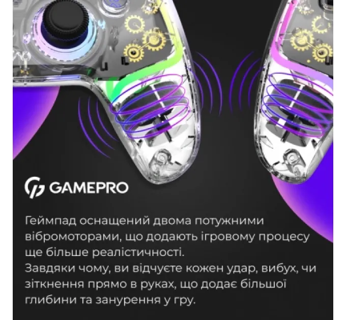 Геймпад GamePro GPS13T BT 5.3/USB/PC/iOS/Android/PS3/PS4 RGB Transparent (GPS13T)