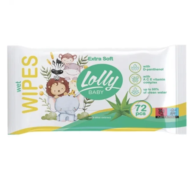 Lolly Дитячі вологі серветки Lolly Extra Soft 72 шт (4820174981211)