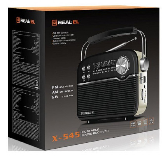 REAL-EL Портативний радіоприймач REAL-EL X-545 Black