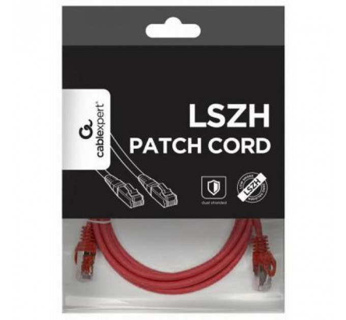 Патч-корд 0.5м S/FTP Cat 6A CU LSZH red Cablexpert (PP6A-LSZHCU-R-0.5M)