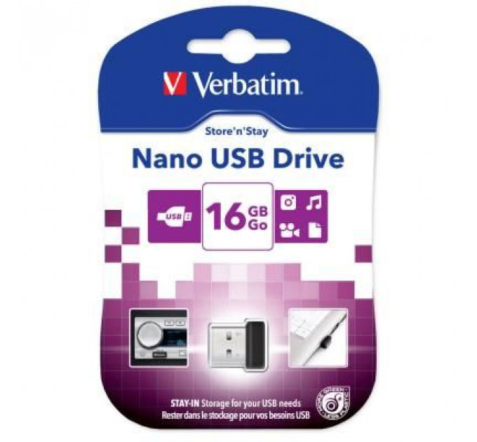 USB флеш накопичувач Verbatim 16GB Store 'n' Stay Nano Black USB 2.0 (97464)