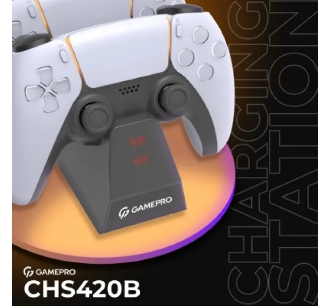 GamePro Зарядний пристрій GamePro CHS420B Для геймпадів DualSense PS5 Black (CHS420B)