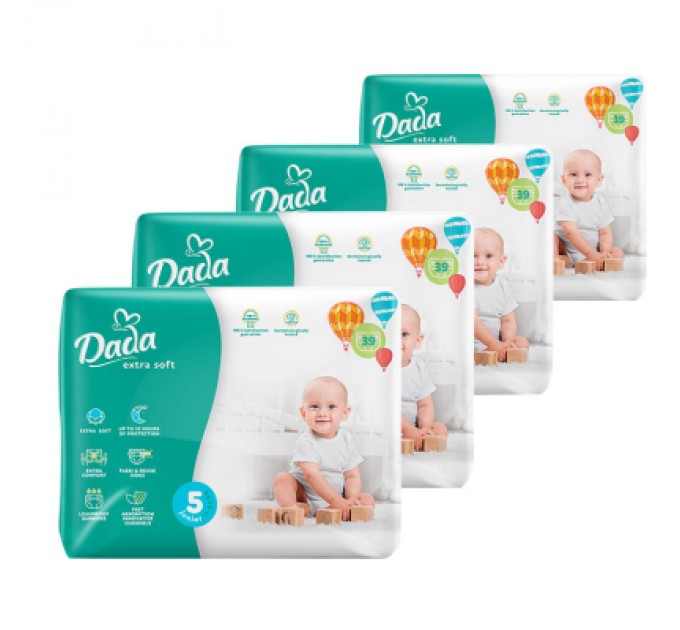 Підгузки Dada Extra Soft 5 Junior (11-25 кг) 4 упаковки по 39 шт 156 шт (4820174989569)