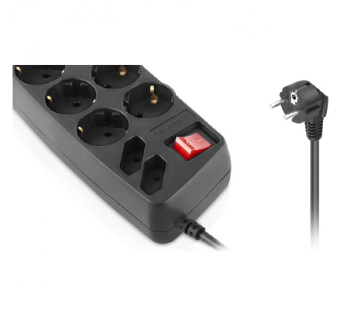 REAL-EL Мережевий фільтр живлення REAL-EL REAL-EL RS-10 Protect, 5m, black (EL122300040)