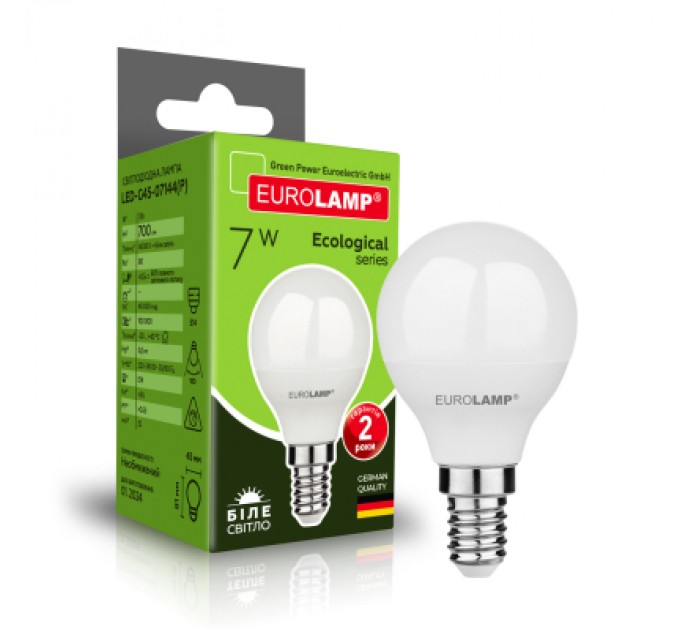 Eurolamp Лампочка Eurolamp LED ECO серия "P" G45 7W 700Lm E14 4000K (LED-G45-07144(P))