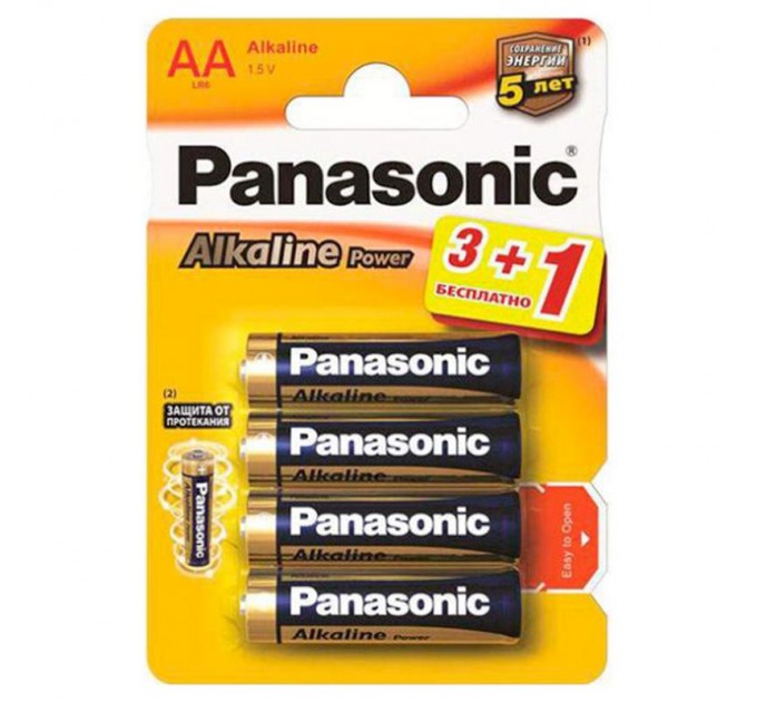Panasonic Батарейка Panasonic Alkaline Power AA/LR06 BL 4 шт (LR6APB/4BP)