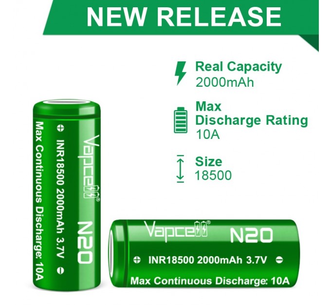 Vapcell Аккумулятор Vapcell 18500 N20 Li-Ion 2000mAh 1шт