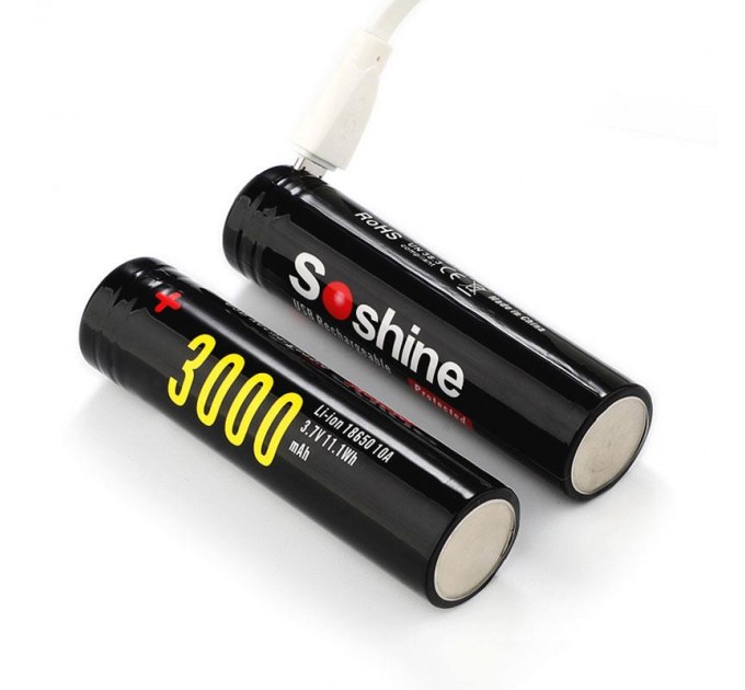 Аккумулятор Soshine 18650 Li-Ion microUSB 3000mAh 1шт