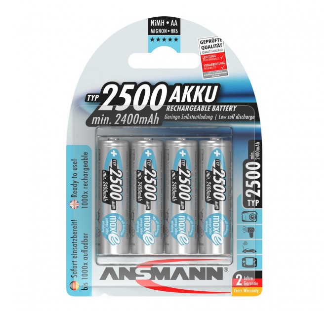 Ansmann Аккумуляторы Ansmann AA/HR06 NI-MH 2500 mAh BL 4 шт