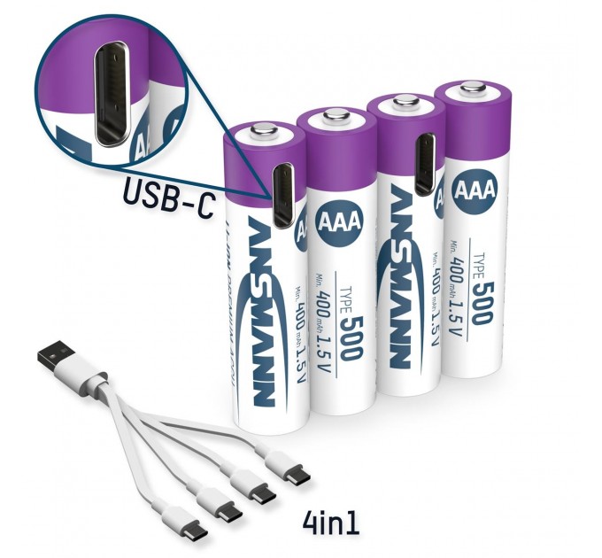 Ansmann Аккумуляторы Ansmann AAA/HR03 Li-Ion 500 mAh BL 4 шт
