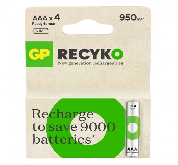 Аккумуляторы GP Recyko Eco AAA/HR03 NI-MH 950mAh Box 4 шт