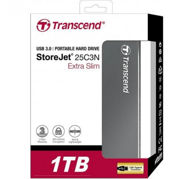 Зовнішній жорсткий диск 2.5" 1TB Transcend (TS1TSJ25C3N)